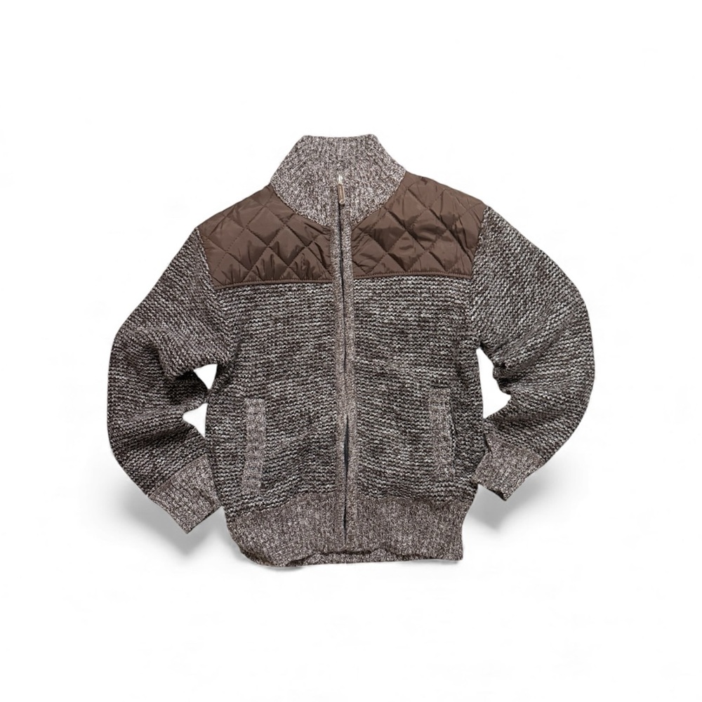 Gioberti Boys Knitted Full Zipped Cardigan Sweater, Coffee Color, Size 6 (NWOT)
